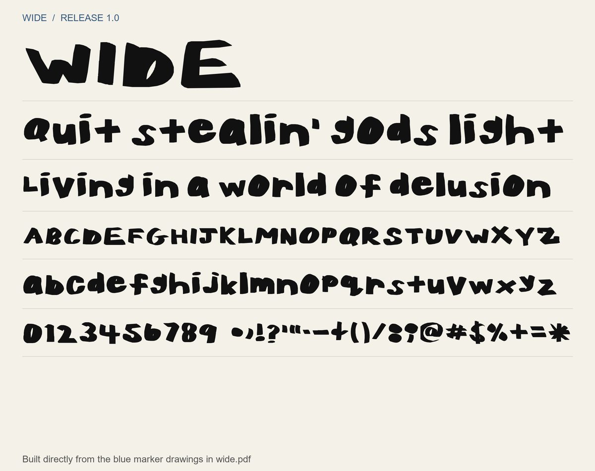 Wide - Handwritten Font