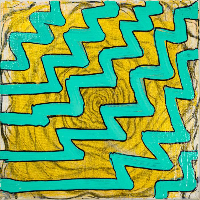 Gold Chevron - 10" x 10" Oil and Acrylic Paint on Canvas
