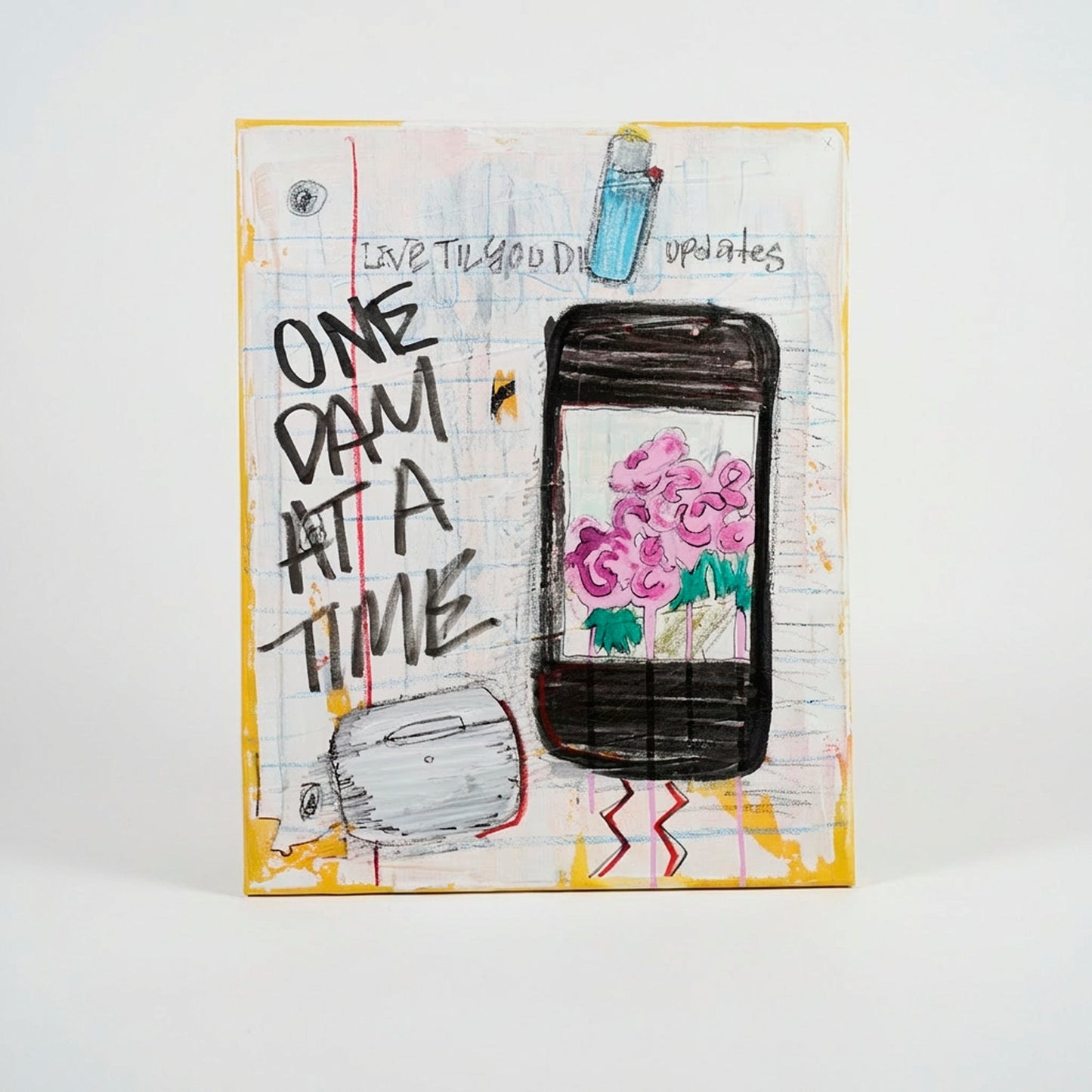 one day at a time - 16" x 20" Mixed Media on Canvas