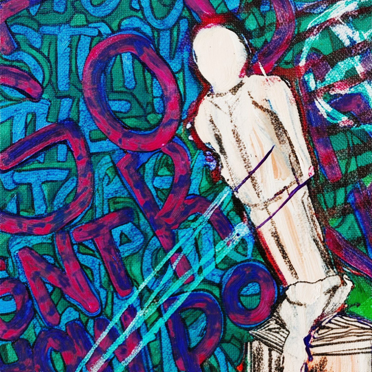 no more statues - 16" x 20" Mixed Media on Canvas