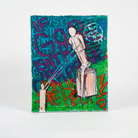 no more statues - 16" x 20" Mixed Media on Canvas
