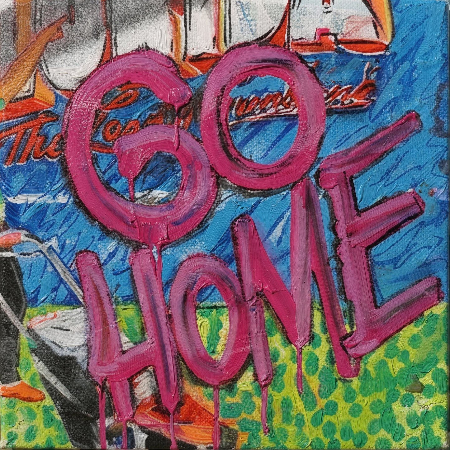 Florida #1 - Go Home! - 16" x 20" Mixed Media on Canvas