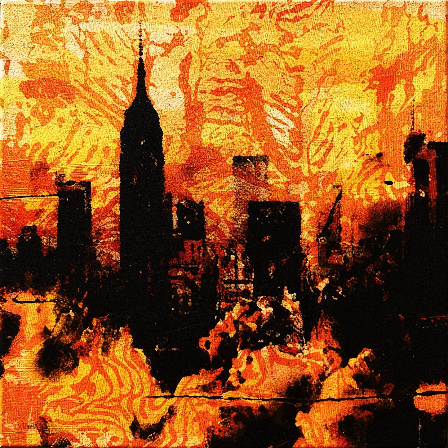 the day NYC was yellow - 16" x 20" Mixed Media on Canvas