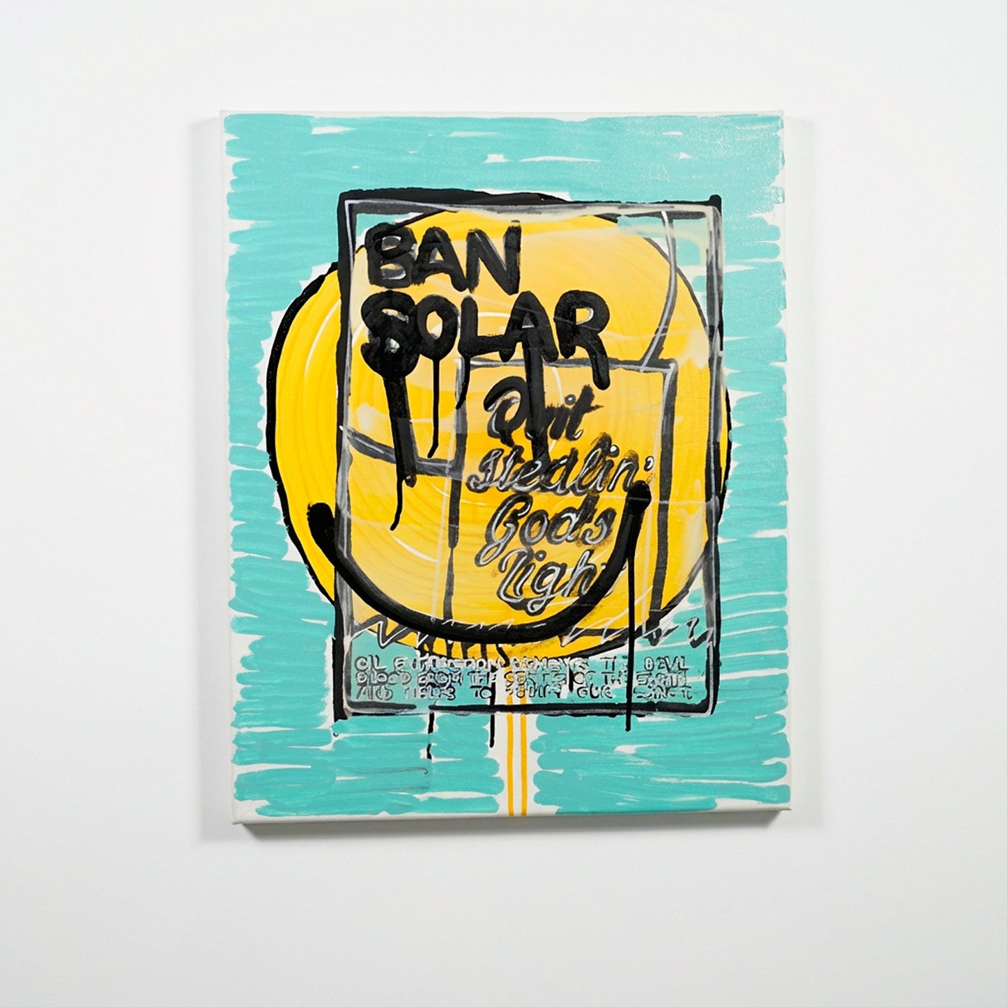ban solar (quit stealing god's light) - 16" x 20" Mixed Media on Canvas