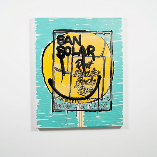 ban solar (quit stealing god's light) - 16" x 20" Mixed Media on Canvas