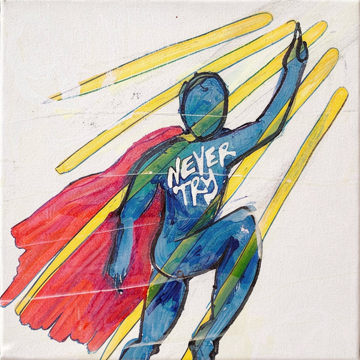 never try - 16" x 20" Mixed Media on Canvas