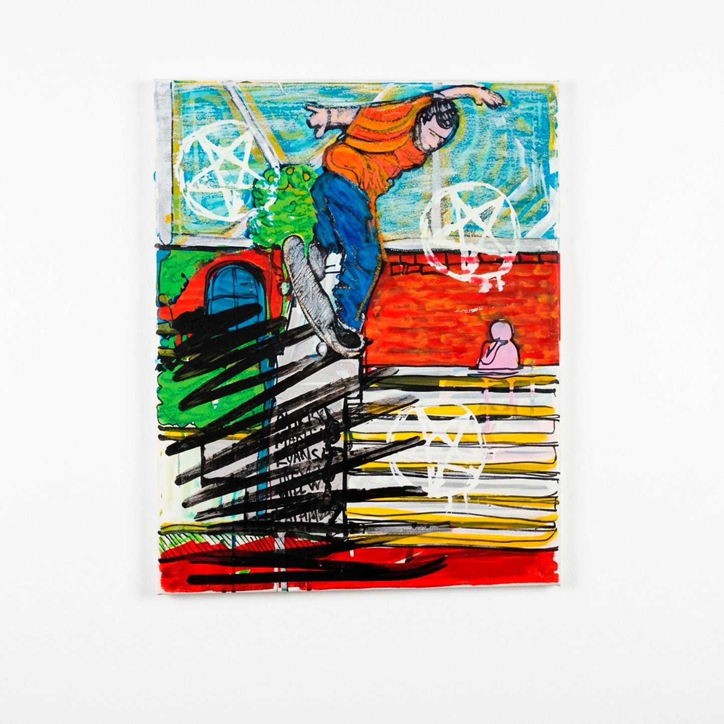 back noseblunt - eric koston - 16" x 20" Mixed Media on Canvas