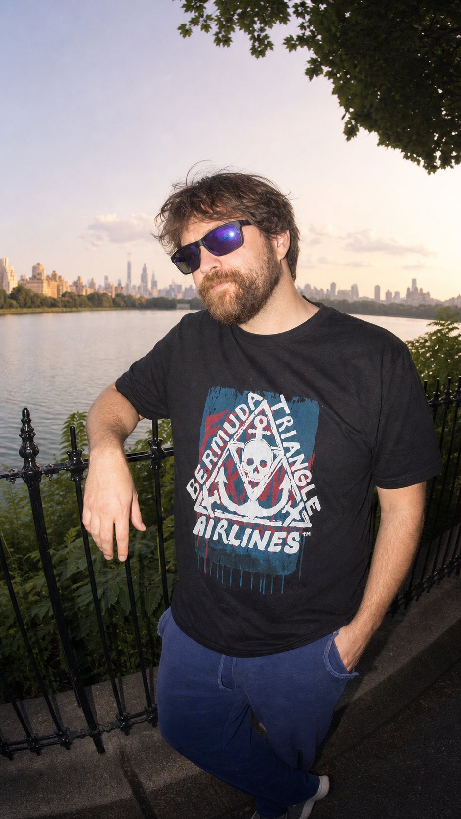 Bermuda Triangle Airlines - Screenprint on T-shirt