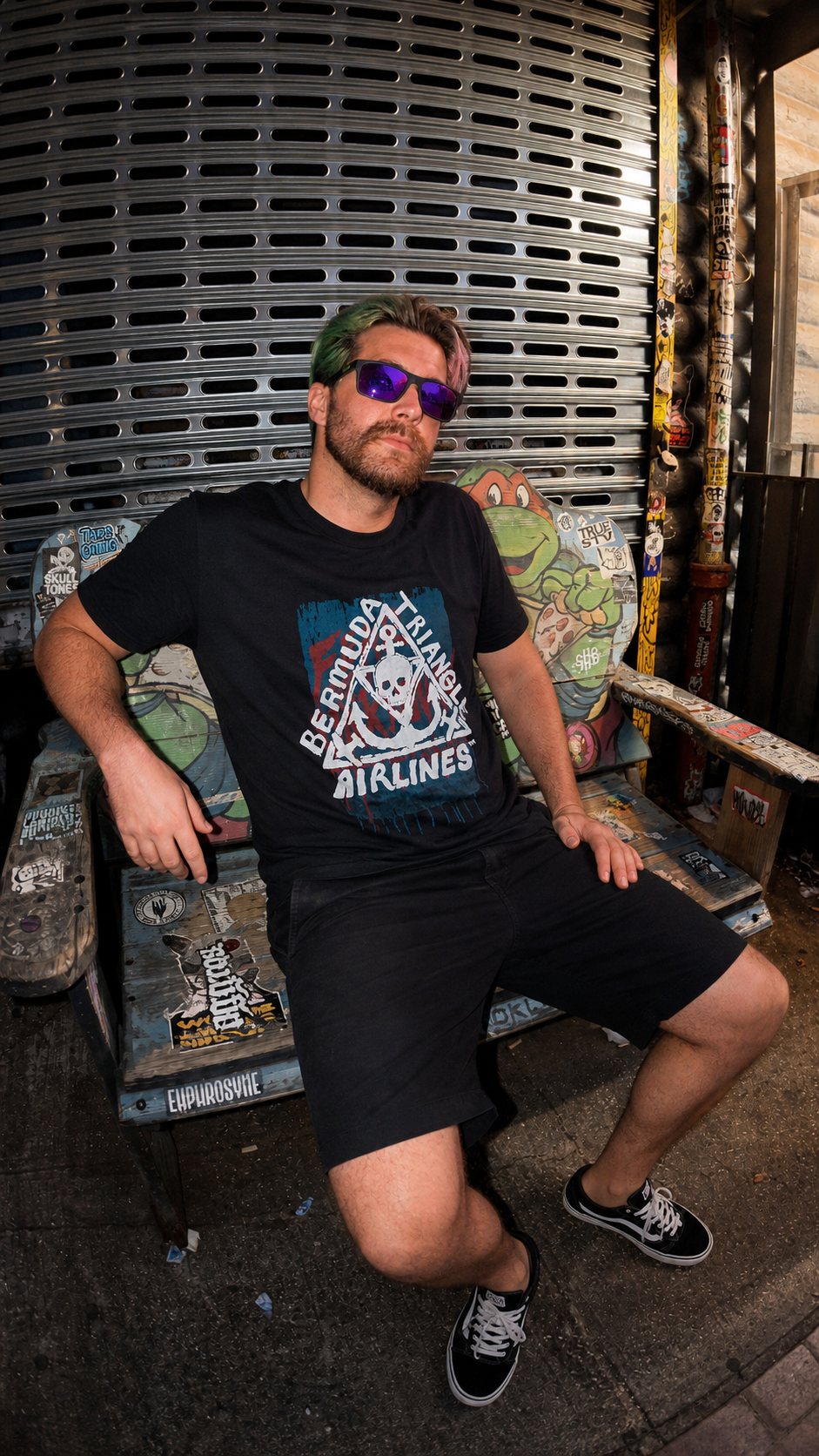 Bermuda Triangle Airlines - Screenprint on T-shirt
