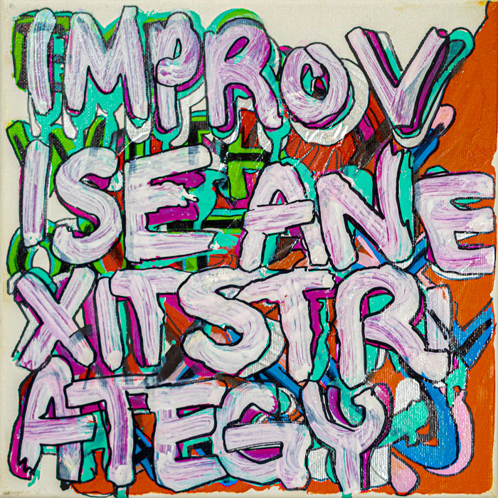 Improvise An Exit Strategy - 10&quot; x 10&quot; Oil and Acrylic Paint on Canvas