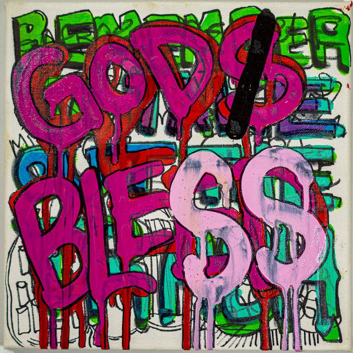 Gods Bleed - 10&quot; x 10&quot; Oil and Acrylic Paint on Canvas